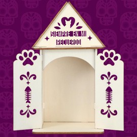 Yookeer Dia De Los Muertos Altar Cat Ofrenda, Poplar Plywood Self Painting Color Cat, Paw and Fishbone Papel Picado, The Day of The Dead Supplies for Dia De Los Muertos Decorations