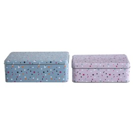 Premier Housewares 507313 Kitchen Storage Tin, Rectangular, Multi-Colour, Set of 2 - Stellar , 13 x 20 x 7 cm