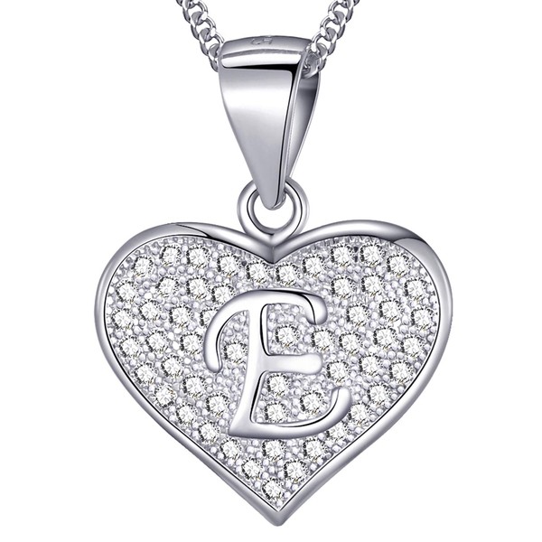 MASADA 925 Silver Heart Letter Necklace - Initial Pendant with