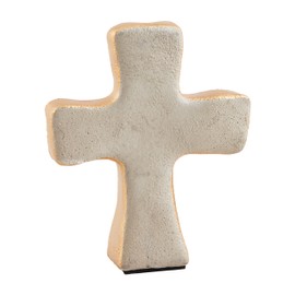 Mud Pie Concrete and Gold Cross Table SITTERS, Gray