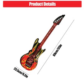2 Pcs Inflatable Flame Guitar, Blow up Guitar, Dress Punk Rocker Party Accessories, Inflatable Rock Star Toy Set for 80s 90s Themed Carnival Party Fancy Dress Accessory