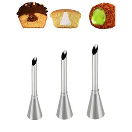 Eclair Piping Nozzle,Cream Puff Filling Tip,,Long Puff Nozzle Tip Decorating Tool for Donuts,Cupcakes,Pastry,3 Pcs