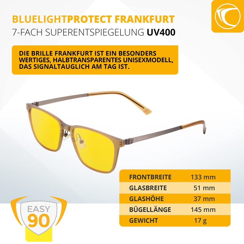 PRiSMA FRANKFURT EASY90 Gaming Glasses, Blue Light Filter Glasses FF702,