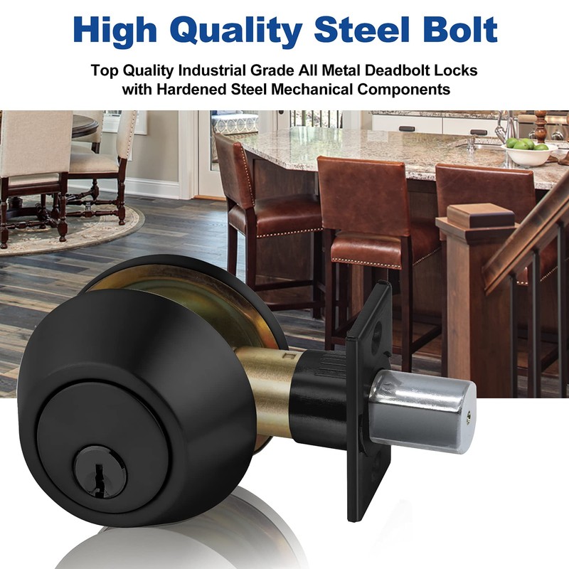 [2 Pack] BESTTEN Single Cylinder Deadbolt, Keyed Alike Dead Bolt