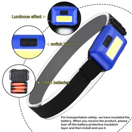 Zhengmy Pack LED Headlamp Flashlights for Adults and Kids, Head Lights LED 3 Modes LED Headlamp Camping Headlamps with 96 AAA Batteries for Outdoors Camping Climbing Running Reading (Black)