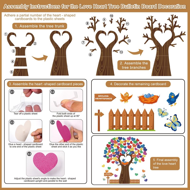 MORENKISS Classroom Tree Bulletin Board Decorations Set Swaying Heart Tree