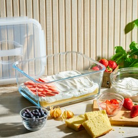 Extra Large Oven Safe Glass Food Storage Container with Airtight Locking Lid & Handle. 6500ml / 220oz / 28 Cup - Storing Lunch Food, Vegetables, Fruits, Baking Casserole, Roasting Turkey, BPA Free.