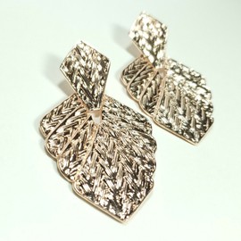 Fashion Jewelry E0114 Boho Bohemian Rose Gold Tone Metal Rhombus Shape Drop Dangle Post Earrings