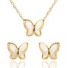Mother of Pearl Butterfly Pendant Necklace with Butterfly Studs in