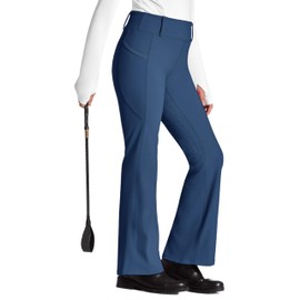 FitsT4 Sports Girl's Full Seat Horse Riding Pants Bootcut Riding Tights Kids Equestrian Breeches with Pockets Peacock Blue L