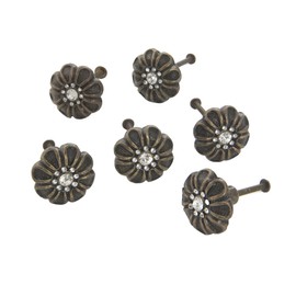 Dritz Home 47064A Cast Iron Rhinestone Flower Knob, Bronze (6-Piece)