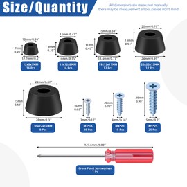 Glarks 64 Sets Black Cutting Board Rubber Feet Set Includes 64pcs Non Slip Rubber Feet Bumpers with 75pcs Stainless Steel Screws 1pcs Phillips Screwdriver for Furniture Electronics Kitchen Appliances