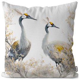 VOID Crane Blossoms Japan Cushion Cover Sofa Couch Living Room Decoration Easter Outdoor Garden Cushion Cover Decoration Cushion Size: 50 x 50 cm