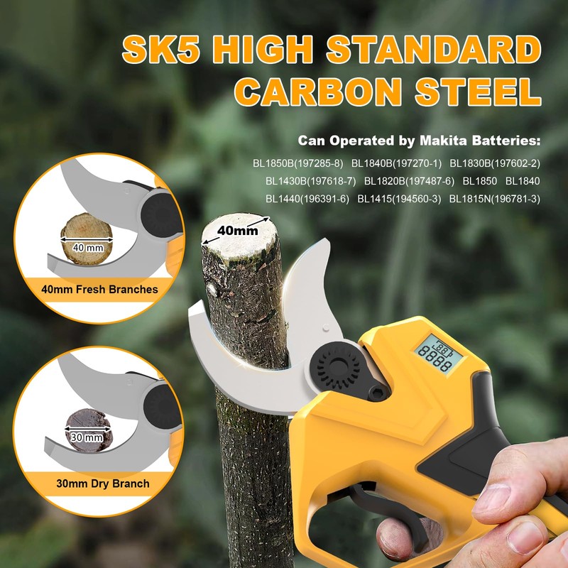Electric Pruning Shears for Gardening, Battery Pruning Shears Max 1.6”