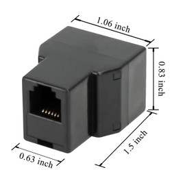 HPWFHPLF 4 Pack Telephone Line Splitters, RJ12 6P6C 1 Female to 2 Female, Telephone Landline Cable Connector Converter (4, Black)