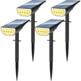 4-Pack Outdoor Solar Spotlights – 3 Brightness Modes, LED Landscape Lights - New