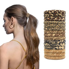 AMOR SPES 15pcs Fabric Leopard Print Hair Rope Elastic Hair Bands Soft Hair Tie for Women Hair Bobbles Hair Scrunchies Set Hair Accessories