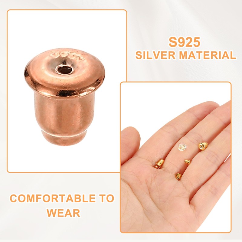 sourcing map 2Pcs Earring Backs, 4mm S925 Silver Bullet-Shape Locking