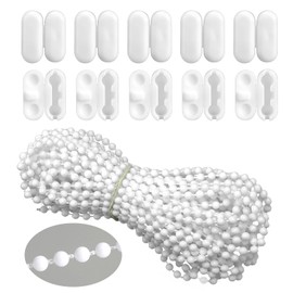 Xthrotsenk Roller Blind Bead Chain 32.8 Feet (10 Meters) Replacement Cord for Blinds Roller Shade Chain, Venetian Blinds Cord for Roman Vertical Shade Blind with 10 pcs Bead Chain Connectors (White)
