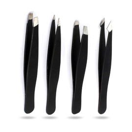 Precise Canada: Tweezers Set,4 Pieces Eyebrow Stainless Steel Tweezers,Hair Removal Tweezer,Removal Of Eyebrow And Facial Hair(Black)