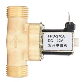 Tyenaza DC12V Válvula de Solenoide, Interruptor de Entrada de Agua de la Válvula Electromagnética del Solenoide de Latón Normalmente Abierto de G1/2 ", para Agua, Aire, Gas, Diésel, Tuberías