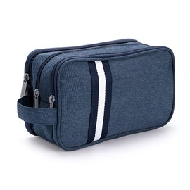 IGNPION Travel Toiletry Wash Bag Dry & Wet Separation Gym Shaving Organiser Bag with 3 Compartments (Dark Blue)