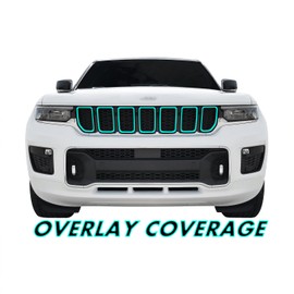 SlickMod Chrome Delete Blackout Vinyl Overlay for 2021-2023 Jeep Grand Cherokee L Grill Trim (1. Upper Grill Trim, Gloss Black)