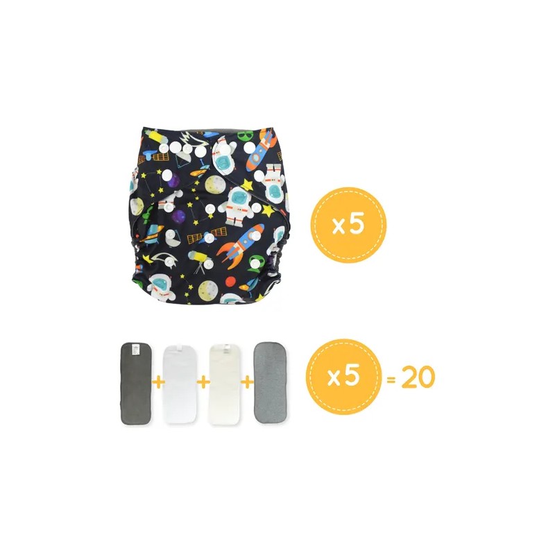 Paquete 5 Pañales Ecológicos Absorción Pro 3.0 Changuitos