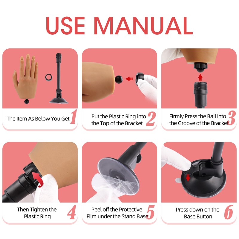 Nail Trainning Practice Hand with Clamp, Acrylic Nail Technician Manicure