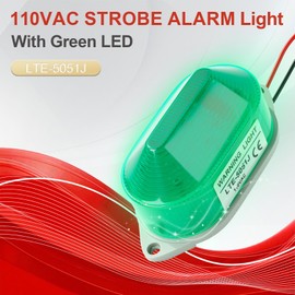 AC110V Strobe Siren Industrial Warning Light with Green LED and 105dB Buzzer, Ultra-Bright Signal Flashing Alarm Light for Safety and Alert, Oval