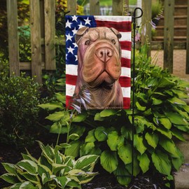 Caroline's Treasures CK6702GF Shar Pei Dog American Flag Garden Flag Mailbox Flag Decorative Yard Flag Banner Outside Patio Artwork Yard Flower Beds, Garden Size, Multicolor