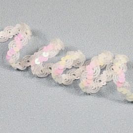 12 Yards，Wide 0.59 Inch White Sequin Ribbon Trim for DIY Sewing Dress Dance Costumes，Headband （White）