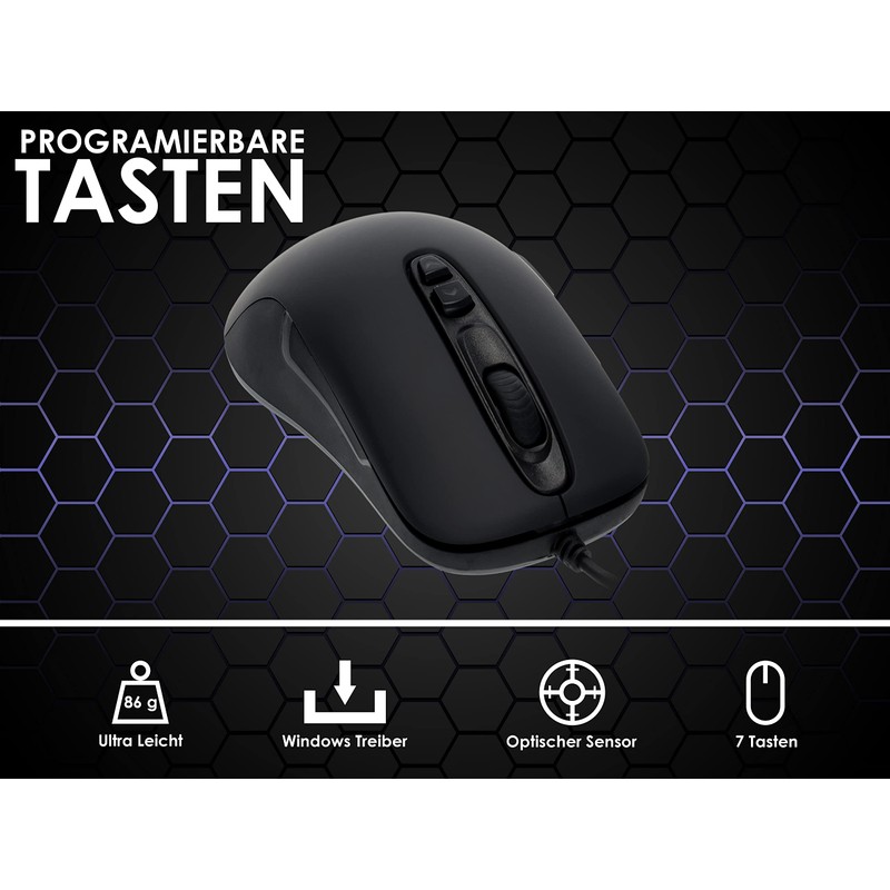 MILLENIUM Gaming Maus in Schwarz - High Performance USB Gaming