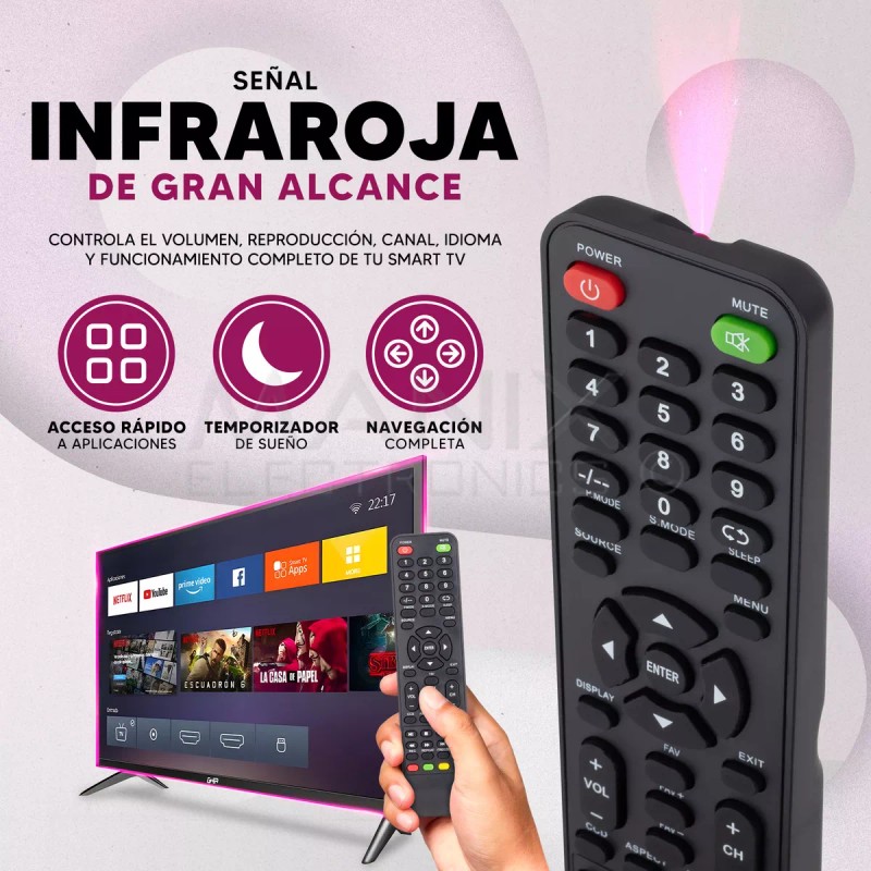 Ghia Control Remoto Compatible Con Ghia Pantalla Cr-g43 Smart Tv