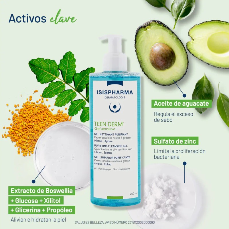Isispharma Teen Derm Sensitive Gel Limpiador 400 Ml
