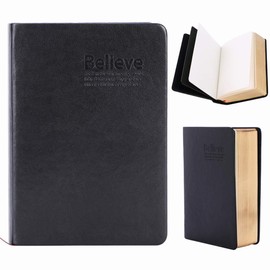 480 Pages Thick Notebook, Blank Bible Study Notebook with Soft Faux Leather Cover Classic Vintage Notepad Journal Diary with Gold Edge Drawing Writing Sketchbook Travel Diary Book Memo Pad