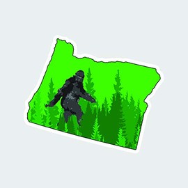 Oregon State Shaped Bigfoot Sticker Decal Self Adhesive FA Graphix Big Foot Sasquatch yeti OR
