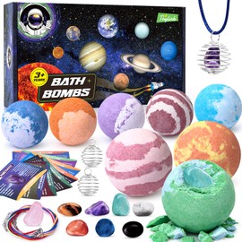 Toylink Galaxy Bath Bombs for Kids with Surprise Inside Space Toys, 8 Pack Planet Bath Bombs with Solar System Gemstones Organic Bubble Bath Fizzies Birthday Christmas Gifts for Boys Girls