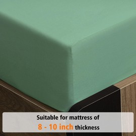 Lirex Fitted Sheet, Single Size 100% Cotton 300 Thread Count Soft Breathable Fitted Sheet, Light Green