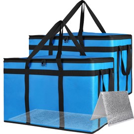 Bodaon Large 2-Pack Insulated Food Delivery Bag With Hard Bottom, XXXL Grocery Shopping/Catering bag, Bags, Rideshare Delivery Bag, Cold/Hot Styrofoam Carrier for Travel/Car