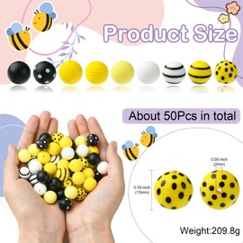 LiQunSweet - 70 abalorio de silicona focales de silicona amarillas, abalorio redondas de silicona para animales, miel y abejas, abalorio de goma para hacer llaveros para hacer bolígrafos para hacer