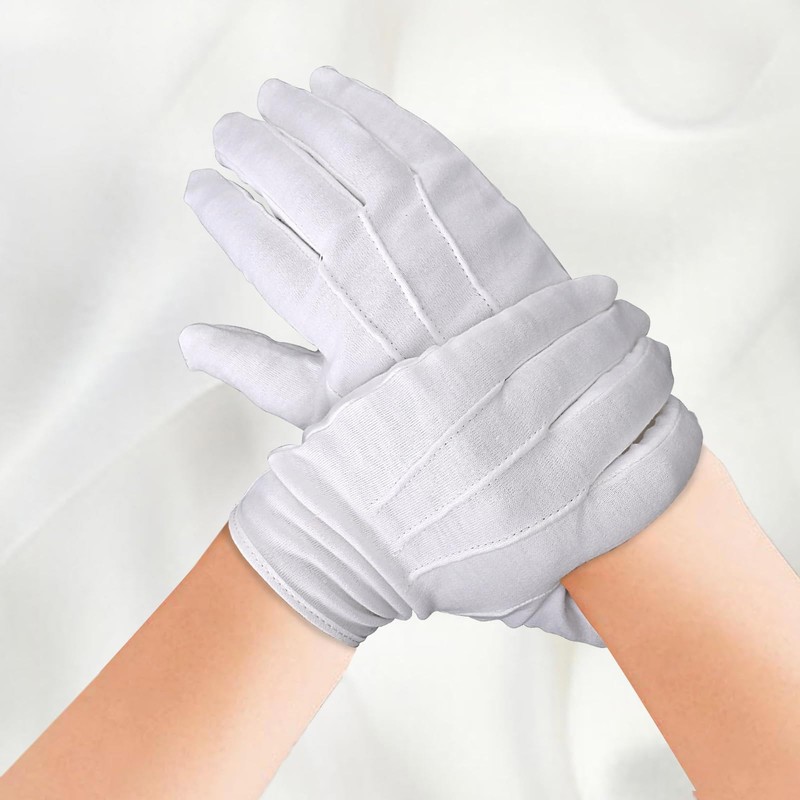 2 Pairs of White Cotton Gloves, White Gloves Men, Costume