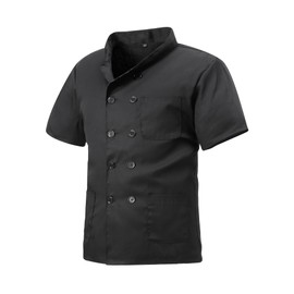 MeiLayM Chef's Jacket for Men & Women Slim Chef's Jacket with Press Studs Men's Modern Style Short Sleeve Baker Jacket Professional Chef Uniform Short Sleeve, black