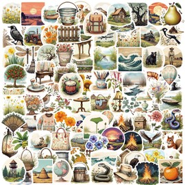 100 Pcs Aesthetic Vintage Scrapbook Cottagecore Stickers Supplies Kit Pack, Flowers Butterfly Waterproof Stickers for Scrapbooking Journaling Craft Bullet Planners