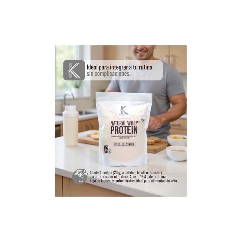 Whey Protein Natural Concentrado WPC80 Proteina Sin Sabor en Polvo