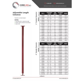 Coreline 3" X 11 Gauge Adjustable Column 6'0" - 6'4"