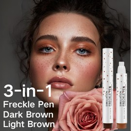 3-in-1 Freckle Pen, 2 Pcs light & Dark Brown Freckle Makeup Pen,Easy to Color & Waterproof Long-Lasting Soft Spot Pens,Dual-Use Eyebrow Pencil & Eyeliner for Effortless Sunkissed Makeup