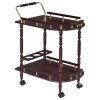 Merlot And Brass 2 Shelf Beverage Serving Cart Wood Classic