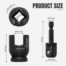 1/2” Drive Multi-Purpose Lineman Socket,with 1/4 Hex Shank,9/16" Slot