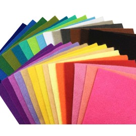 28 Pieces Soft Type Wool Felt for Crafts and DIY Crafts, Non-woven Fabric, Choose Size, 0.06 inch (1.4 mm) Thick, Colorful, 28 Color Set (5.9 x 5.9 inches (15 x 15 cm)